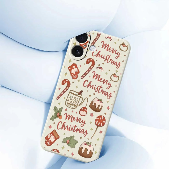 For iPhone 17 Case Christmas Snowman Pattern Printing Straight Edge TPU Phone Back Cover - Beige - 5
