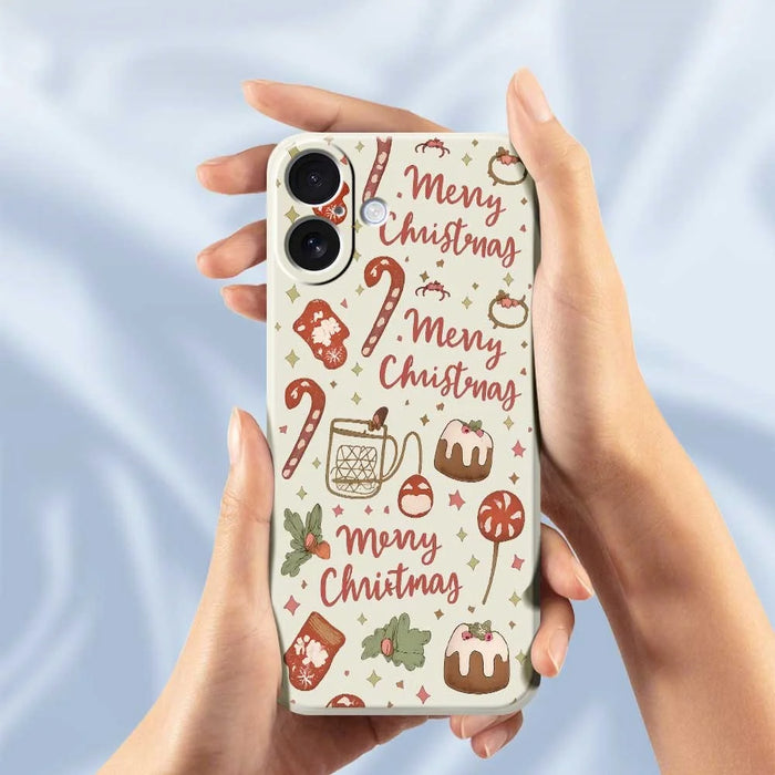 For iPhone 17 Case Christmas Snowman Pattern Printing Straight Edge TPU Phone Back Cover - Beige - 6