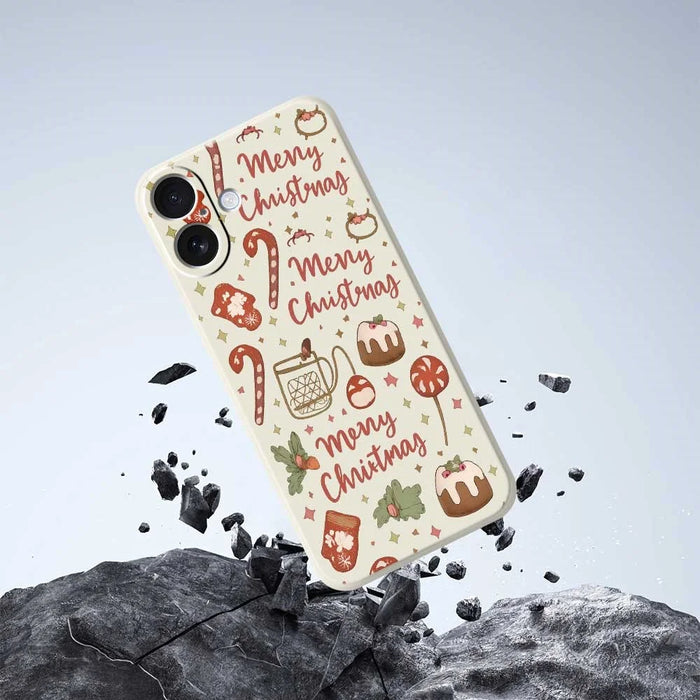 For iPhone 17 Case Christmas Snowman Pattern Printing Straight Edge TPU Phone Back Cover - Beige - 7