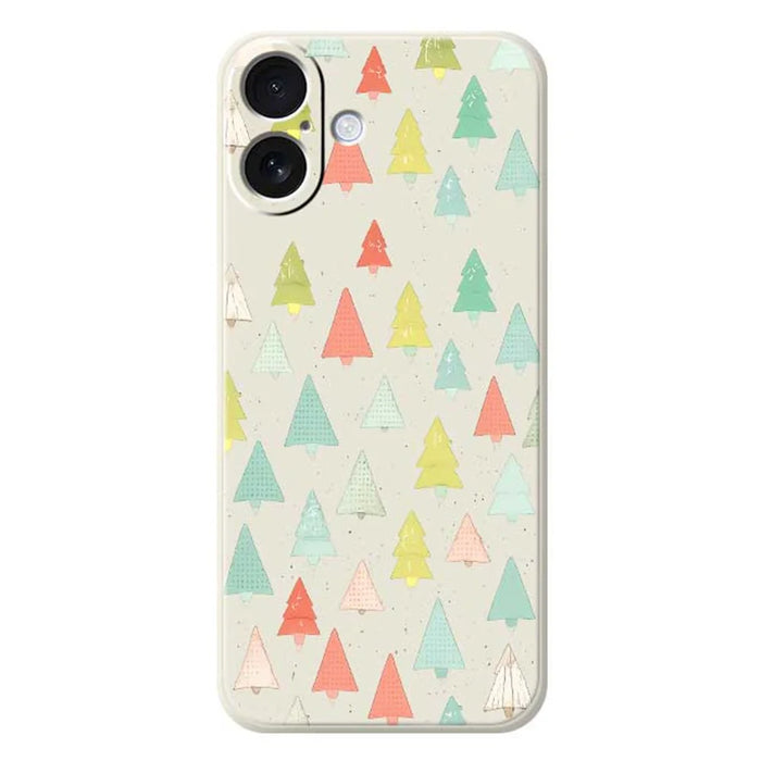 For iPhone 17 Case Colorful Trees Pattern Printing Straight Edge TPU Phone Back Cover - Beige - 1