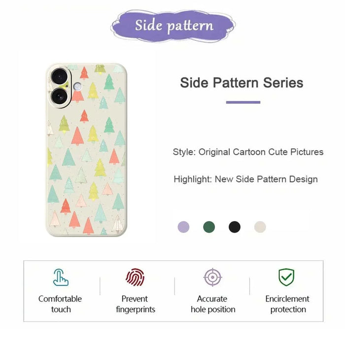 For iPhone 17 Case Colorful Trees Pattern Printing Straight Edge TPU Phone Back Cover - Beige - 2