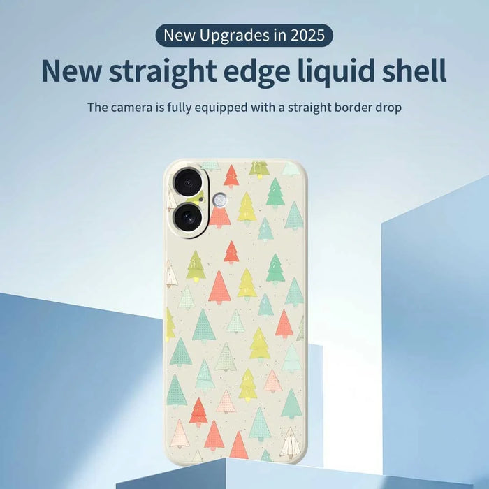 For iPhone 17 Case Colorful Trees Pattern Printing Straight Edge TPU Phone Back Cover - Beige - 3
