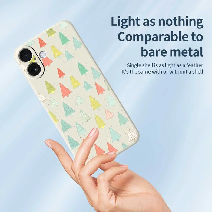 For iPhone 17 Case Colorful Trees Pattern Printing Straight Edge TPU Phone Back Cover - Beige - 4