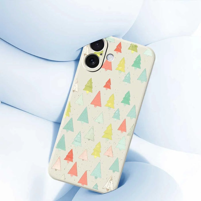 For iPhone 17 Case Colorful Trees Pattern Printing Straight Edge TPU Phone Back Cover - Beige - 5