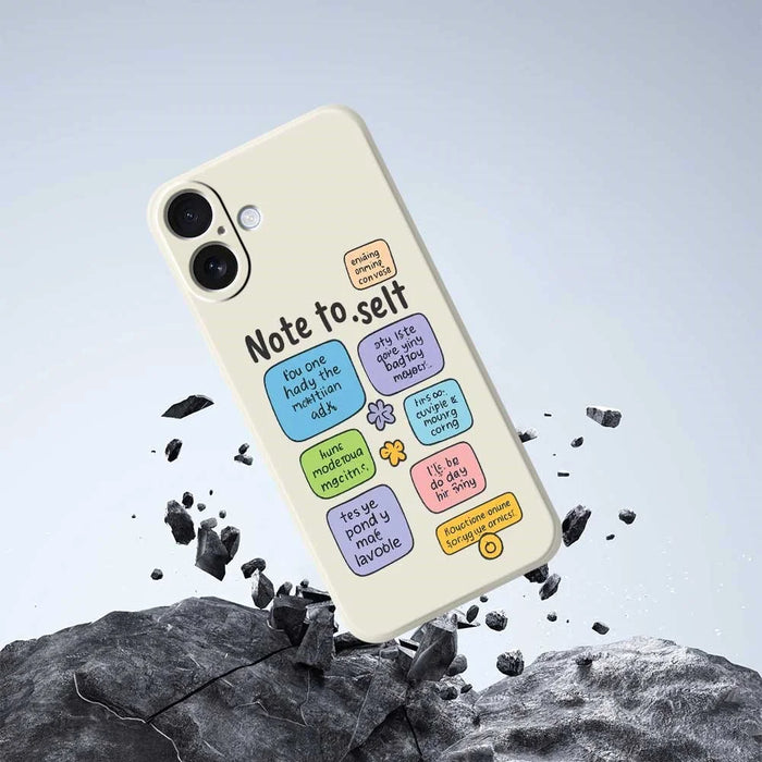 For iPhone 17 Case Colored Sticky Notes Pattern Printing Straight Edge TPU Phone Back Cover - Beige - 7