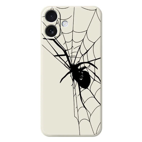 For iPhone 17 Case Spider Pattern Printing Straight Edge TPU Phone Back Cover - Beige - 1