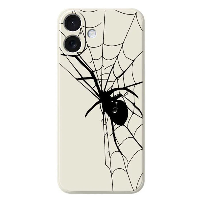 For iPhone 17 Case Spider Pattern Printing Straight Edge TPU Phone Back Cover - Beige - 1