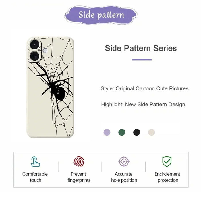 For iPhone 17 Case Spider Pattern Printing Straight Edge TPU Phone Back Cover - Beige - 2