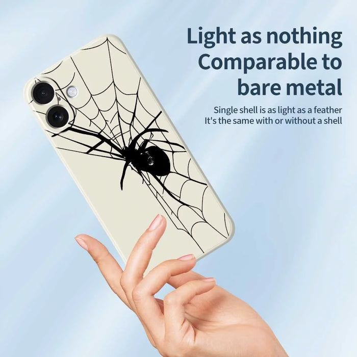 For iPhone 17 Case Spider Pattern Printing Straight Edge TPU Phone Back Cover - Beige - 4