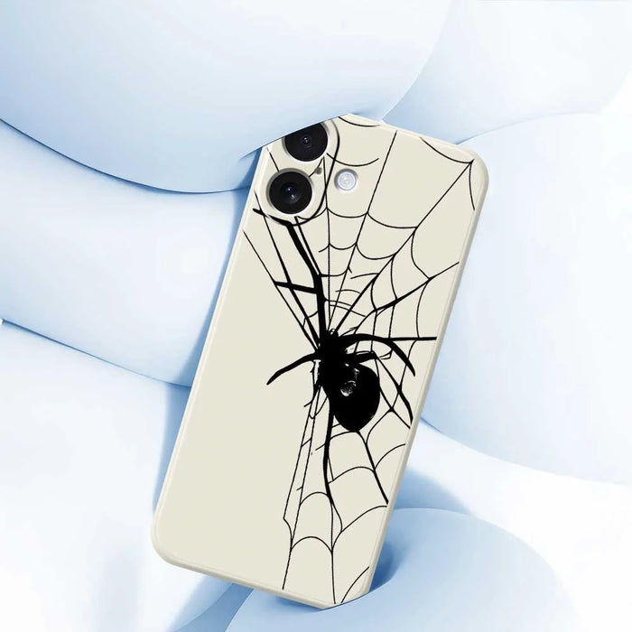 For iPhone 17 Case Spider Pattern Printing Straight Edge TPU Phone Back Cover - Beige - 5