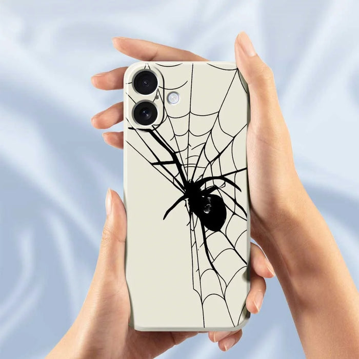 For iPhone 17 Case Spider Pattern Printing Straight Edge TPU Phone Back Cover - Beige - 6