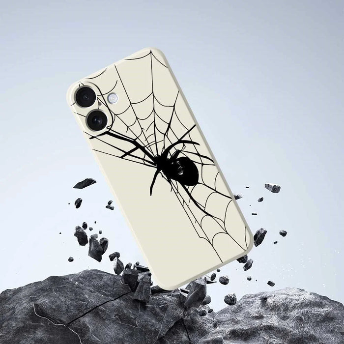 For iPhone 17 Case Spider Pattern Printing Straight Edge TPU Phone Back Cover - Beige - 7