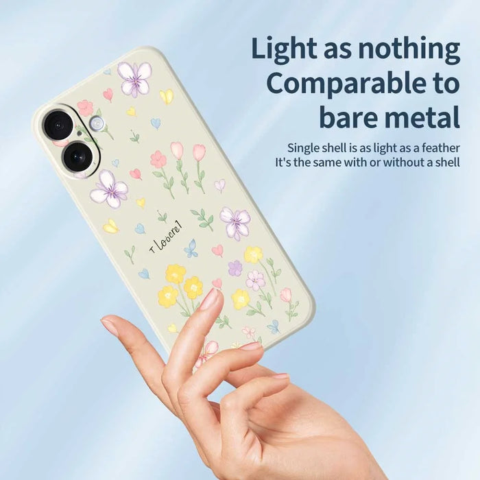 For iPhone 17 Case Small Flowers Pattern Printing Straight Edge TPU Phone Back Cover - Beige - 4