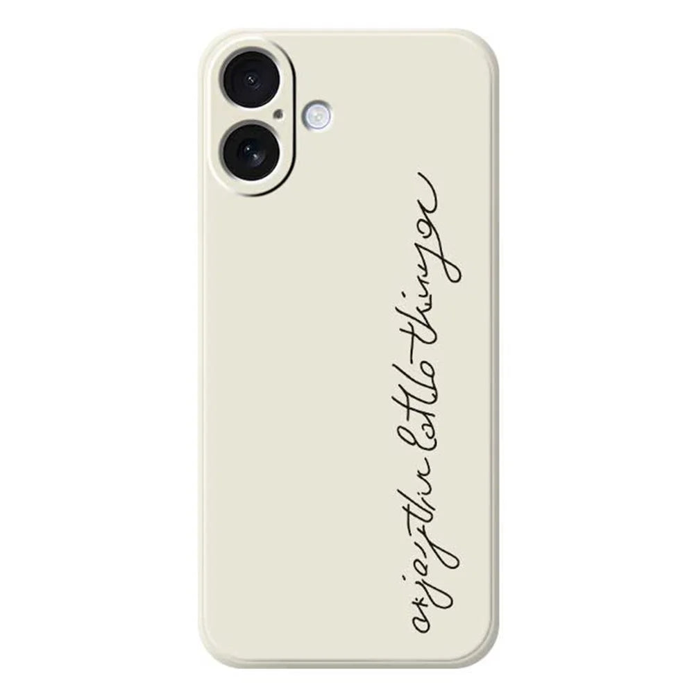 For iPhone 17 Case WordArt Pattern Printing Straight Edge TPU Phone Back Cover - Beige - 1