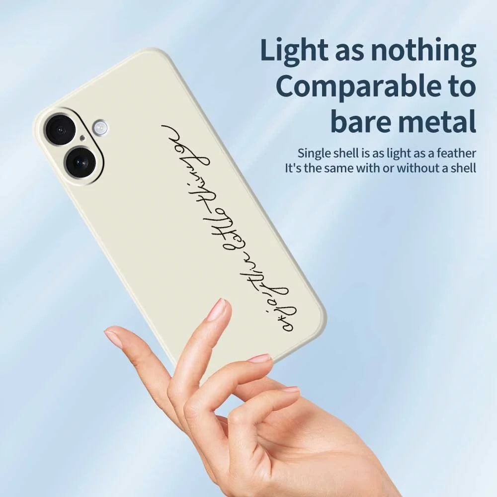 For iPhone 17 Case WordArt Pattern Printing Straight Edge TPU Phone Back Cover - Beige - 4