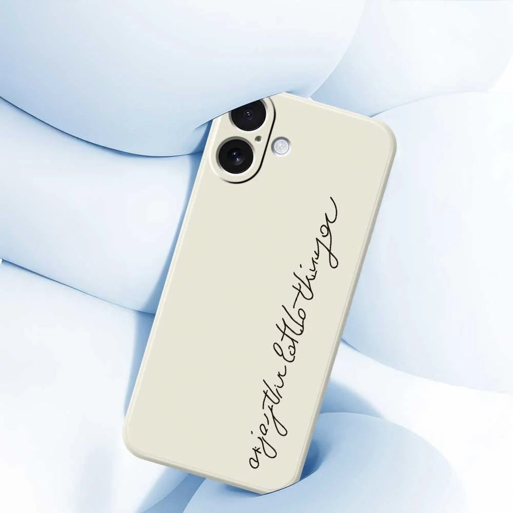 For iPhone 17 Case WordArt Pattern Printing Straight Edge TPU Phone Back Cover - Beige - 5