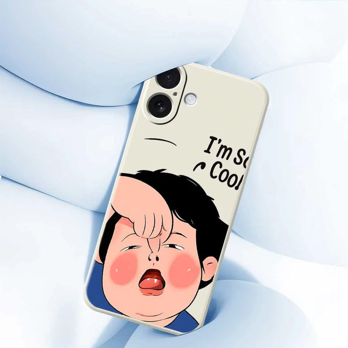 For iPhone 17 Case Make Faces Kid Pattern Printing Straight Edge TPU Phone Back Cover - Beige - 5
