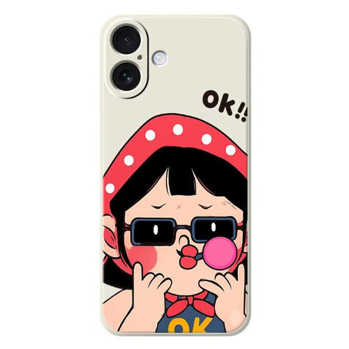 For iPhone 17 Case Cute Kid Pattern Printing Straight Edge TPU Phone Back Cover - Beige - 1