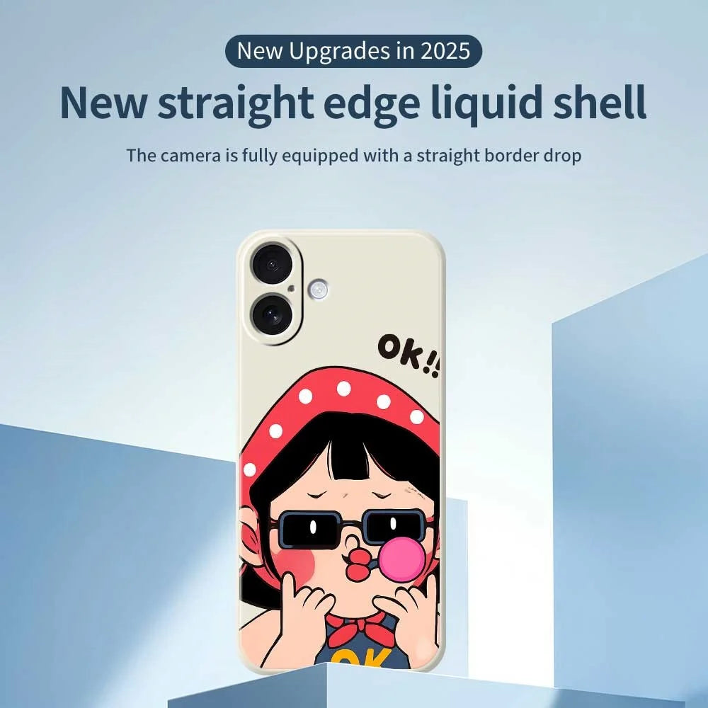 For iPhone 17 Case Cute Kid Pattern Printing Straight Edge TPU Phone Back Cover - Beige - 3