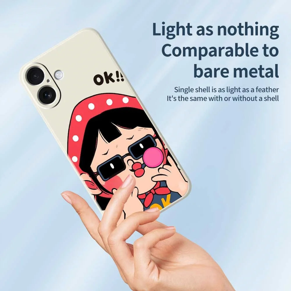For iPhone 17 Case Cute Kid Pattern Printing Straight Edge TPU Phone Back Cover - Beige - 4