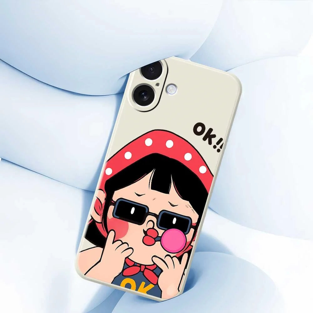 For iPhone 17 Case Cute Kid Pattern Printing Straight Edge TPU Phone Back Cover - Beige - 5