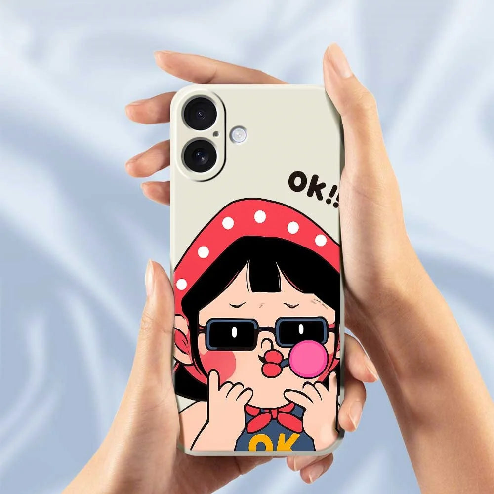 For iPhone 17 Case Cute Kid Pattern Printing Straight Edge TPU Phone Back Cover - Beige - 6