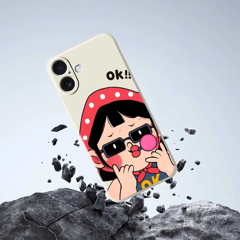For iPhone 17 Case Cute Kid Pattern Printing Straight Edge TPU Phone Back Cover - Beige - 7