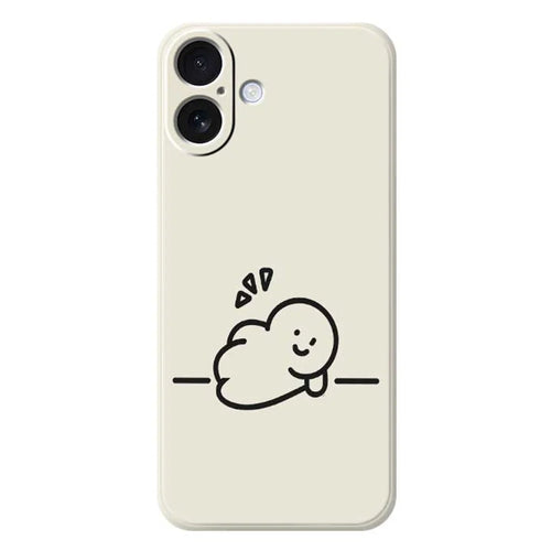 For iPhone 17 Case Stick Figure Pattern Printing Straight Edge TPU Phone Back Cover - Beige - 1