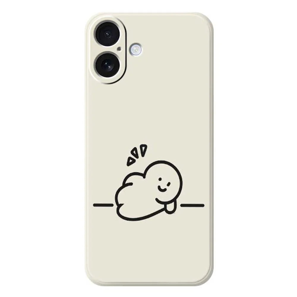 For iPhone 17 Case Stick Figure Pattern Printing Straight Edge TPU Phone Back Cover - Beige - 1