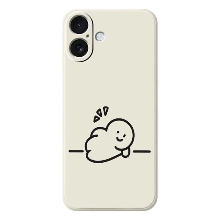 For iPhone 17 Case Stick Figure Pattern Printing Straight Edge TPU Phone Back Cover - Beige - 1