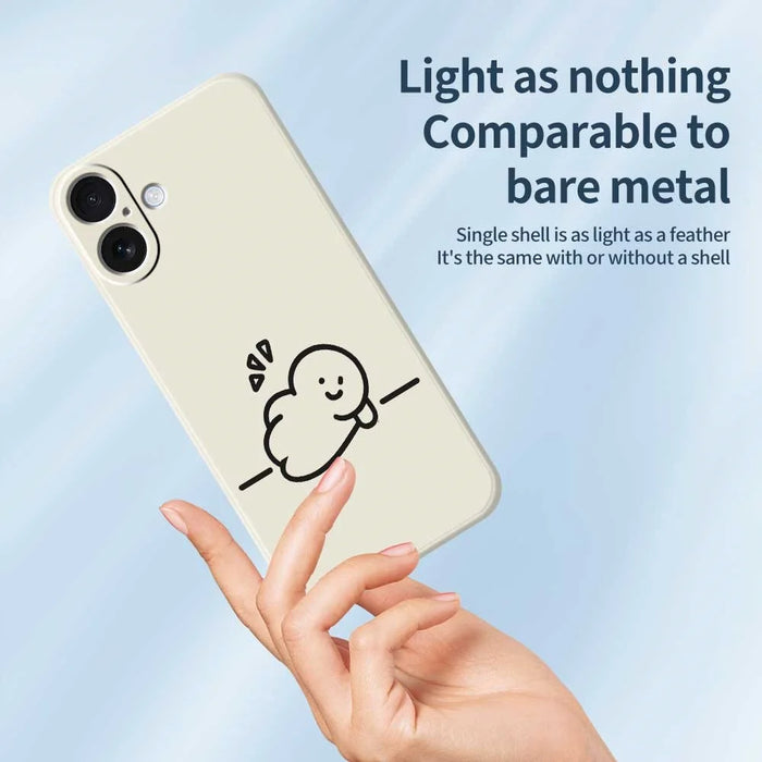 For iPhone 17 Case Stick Figure Pattern Printing Straight Edge TPU Phone Back Cover - Beige - 4