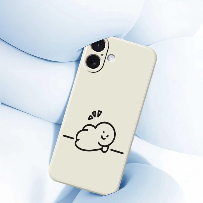For iPhone 17 Case Stick Figure Pattern Printing Straight Edge TPU Phone Back Cover - Beige - 5