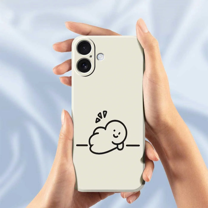 For iPhone 17 Case Stick Figure Pattern Printing Straight Edge TPU Phone Back Cover - Beige - 6