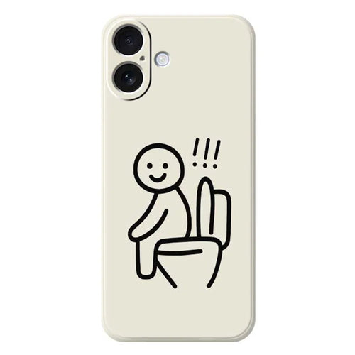 For iPhone 17 Case Stickman Toilet Pattern Printing Straight Edge TPU Phone Back Cover - Beige - 1