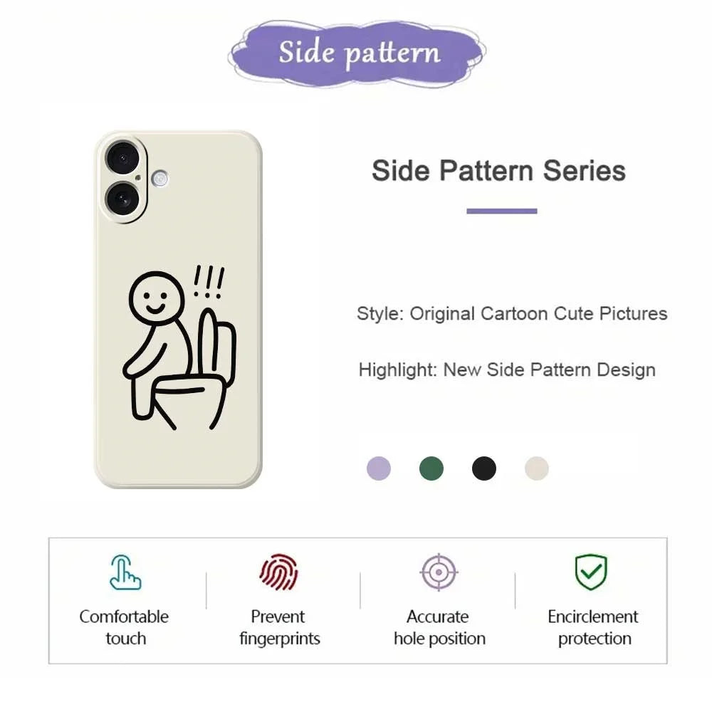 For iPhone 17 Case Stickman Toilet Pattern Printing Straight Edge TPU Phone Back Cover - Beige - 2