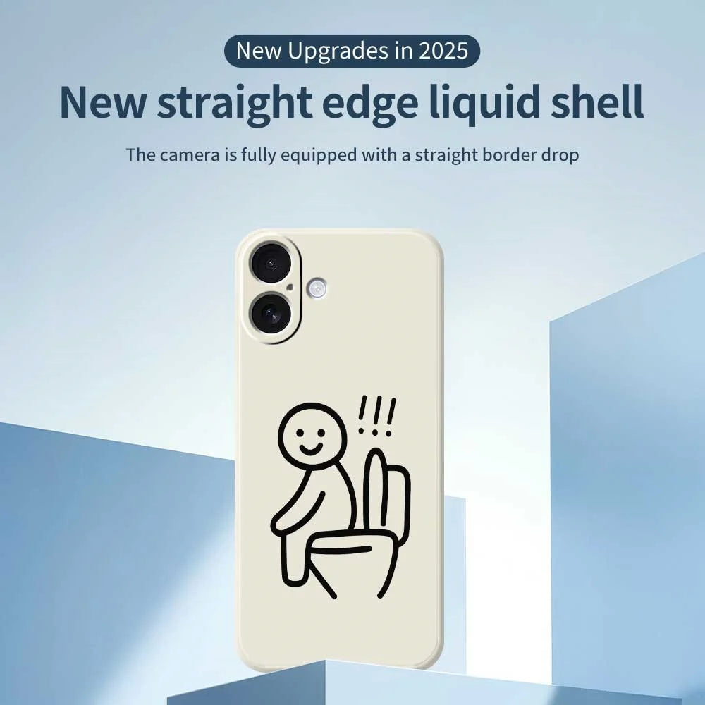 For iPhone 17 Case Stickman Toilet Pattern Printing Straight Edge TPU Phone Back Cover - Beige - 3