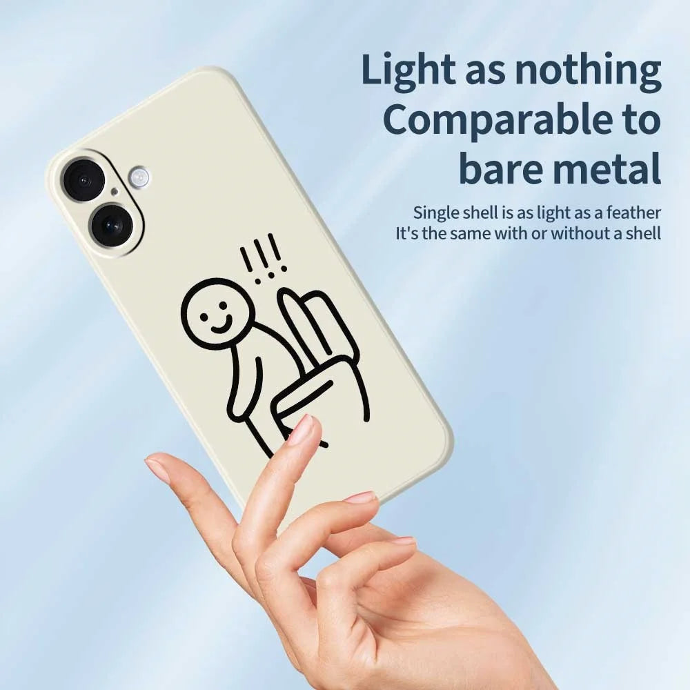 For iPhone 17 Case Stickman Toilet Pattern Printing Straight Edge TPU Phone Back Cover - Beige - 4