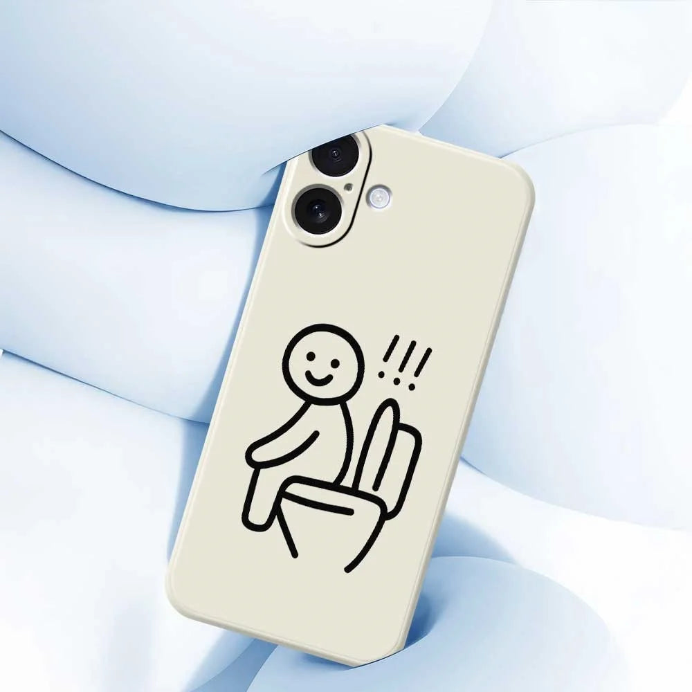 For iPhone 17 Case Stickman Toilet Pattern Printing Straight Edge TPU Phone Back Cover - Beige - 5