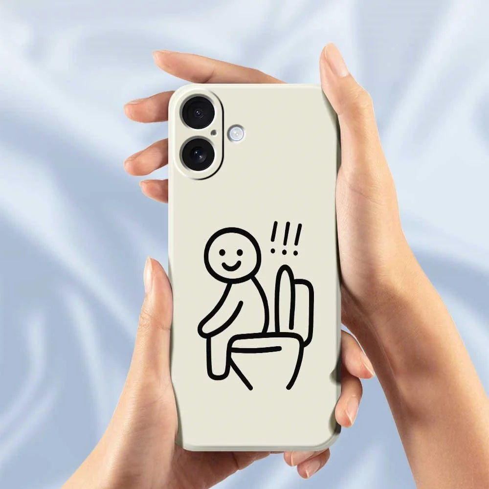 For iPhone 17 Case Stickman Toilet Pattern Printing Straight Edge TPU Phone Back Cover - Beige - 6