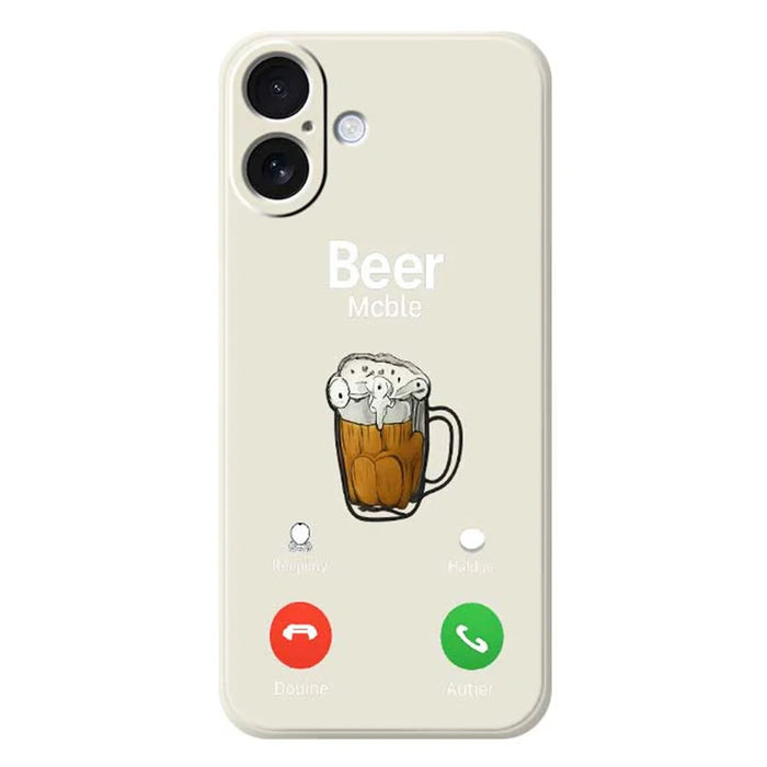 For iPhone 17 Case Beer Pattern Printing Straight Edge TPU Phone Back Cover - Beige - 1