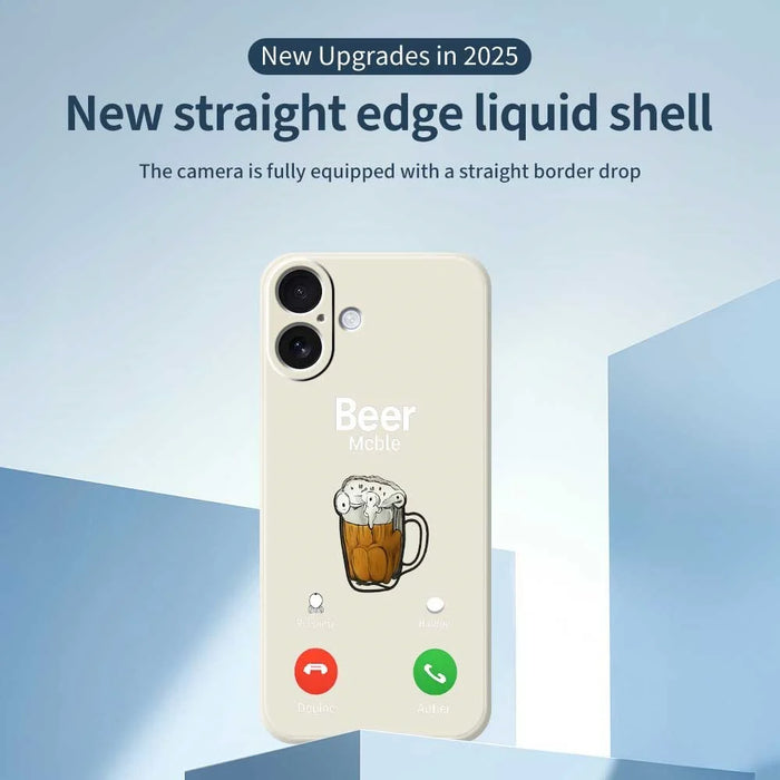For iPhone 17 Case Beer Pattern Printing Straight Edge TPU Phone Back Cover - Beige - 3