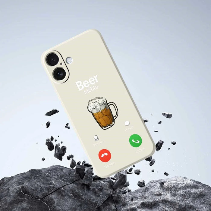 For iPhone 17 Case Beer Pattern Printing Straight Edge TPU Phone Back Cover - Beige - 7