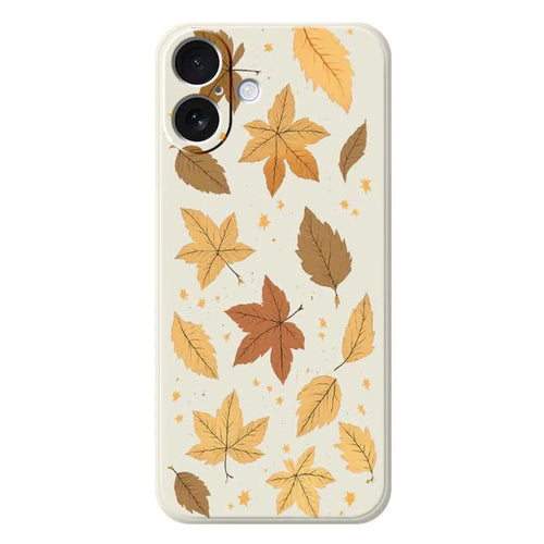 For iPhone 17 Case Maple Leaves Pattern Printing Straight Edge TPU Phone Back Cover - Beige - 1