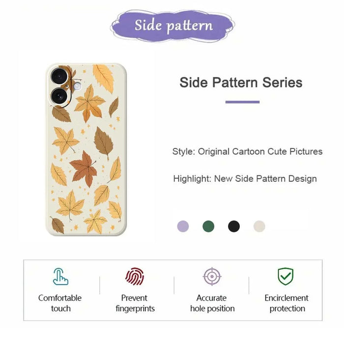 For iPhone 17 Case Maple Leaves Pattern Printing Straight Edge TPU Phone Back Cover - Beige - 2