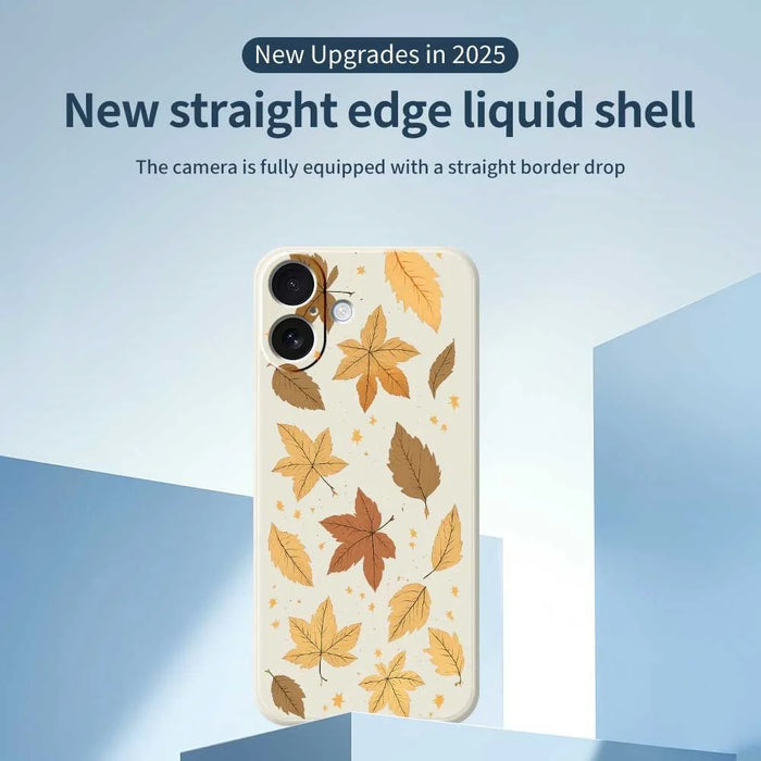 For iPhone 17 Case Maple Leaves Pattern Printing Straight Edge TPU Phone Back Cover - Beige - 3