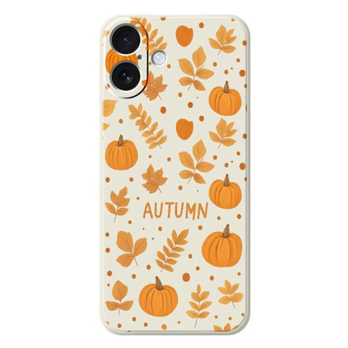 For iPhone 17 Case Autumn Theme Pattern Printing Straight Edge TPU Phone Back Cover - Beige - 1