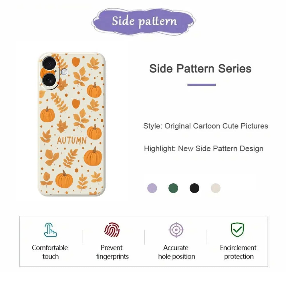 For iPhone 17 Case Autumn Theme Pattern Printing Straight Edge TPU Phone Back Cover - Beige - 2