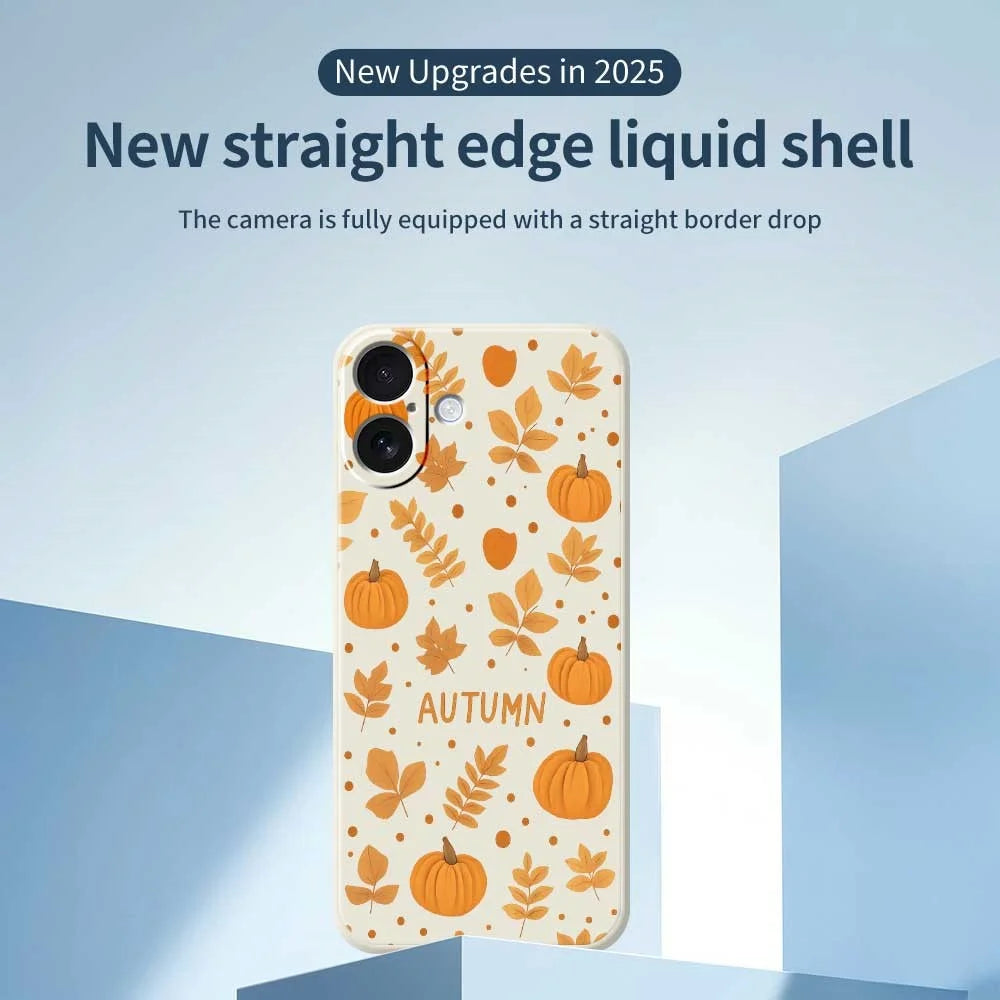 For iPhone 17 Case Autumn Theme Pattern Printing Straight Edge TPU Phone Back Cover - Beige - 3