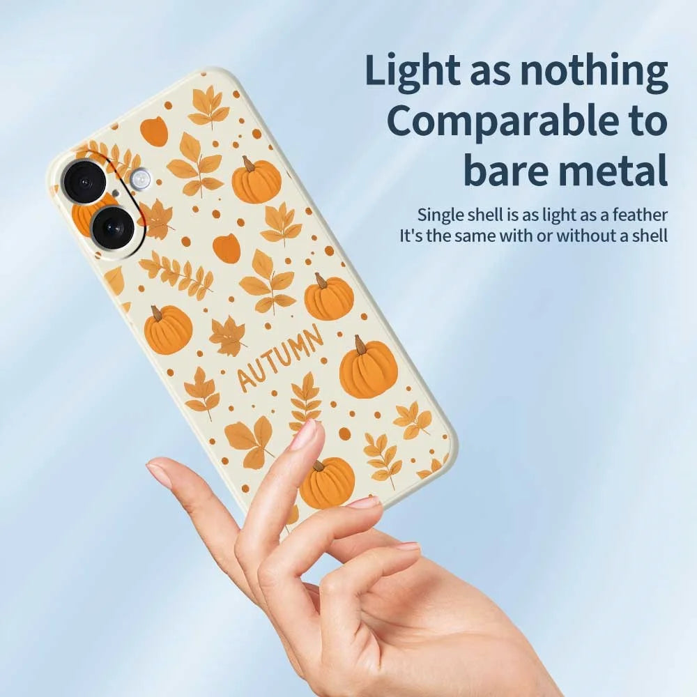 For iPhone 17 Case Autumn Theme Pattern Printing Straight Edge TPU Phone Back Cover - Beige - 4