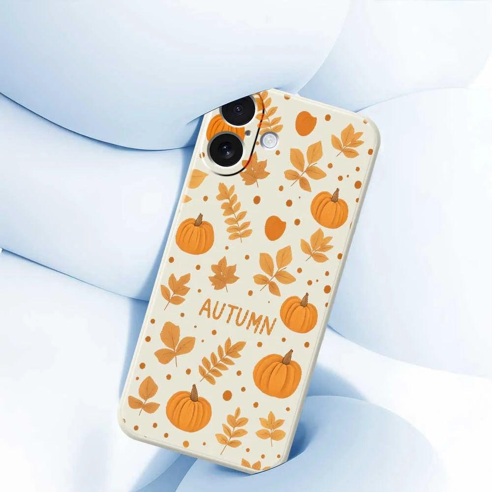 For iPhone 17 Case Autumn Theme Pattern Printing Straight Edge TPU Phone Back Cover - Beige - 5